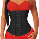 YIANNA Women's Underbust Latex Sport Girdle Waist Trainer Corsets Hourglass Body Shaper (Black, L)