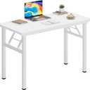 DlandHome Folding Desk Small Desk 31.5 inches Computer Desk for Home Office Folding Table Writing Table for Small Spaces No Assembly Required White & White Frame