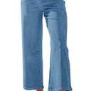 PLNOTME Womens High Waisted Cropped Jeans Trendy Wide Leg Tummy Control Capri Button Fly Denim Pants