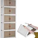 Storage Bins With Lids, Stackable Closet Organizers With Wheels, Large Clear Plastic Storage Box, For Storing Clothes Books In Pantry Bedroom Kitchen(Width 45cm/17.7in,5 Layer)