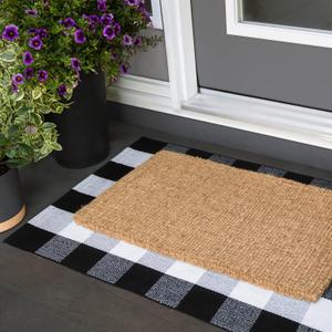 Bloom & Breeze B&B Buffalo Plaid Rug, Black and White Chekered Rug, Outdoor Runner Rug for Layering, Front Porch Rug, Buffalo Plaid Outdoor Mat, Washable Chekered Runner Rug (28" x 44") (2'4" x 3'8" (Rectangular))