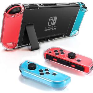 Dockable Clear Case for Nintendo Switch, FANPL Protective Case Cover for Nintendo Switch and Joy Con Controller- Crystal Clear