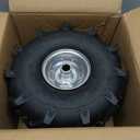 RONPOW 11x4.00-4 Tiller Tire and Wheel, 3/4" Axle Bore, 3-1/8" Centered Hub, 400 lb Load Capacity, 4 Ply Pneumatic Replacement Tire for Rototiller & Garden Tiller, 2 Pack Silver