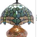 Small Tiffany Table Lamp Mini Mushroom Stained Glass Lamp Memory Sympathy lamp 10X11 Inch (Sea Blue Dragonfly)