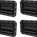 TCH Hardware 4 Pack Large Spring Loaded Steel Recessed Handle Black with Padded Grip - Case Chest Box Cabinet Speaker