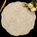 FAVE 6PCS Floral Placemats Golden Placemats Vinyl Placemats Set of 6 for Dining Table Durable Table Mats for Wedding, Banquet, Birthday, Party, Restaurant Decorations 15 x15, Gold Rose