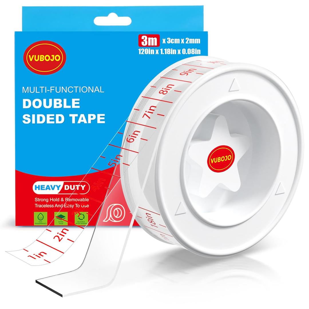 2 x VUBOJO Nano Double Sided Mounting Tape for Walls Art and Daily Home Projects10Ft