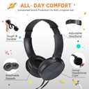 Kids Headphones Bulk 6 Pack for School Classroom Student, Wholesale Wired Durable Earphones Class Set for Children Toddler Teens Boys Girls and Adult (HY450, 6 Black)