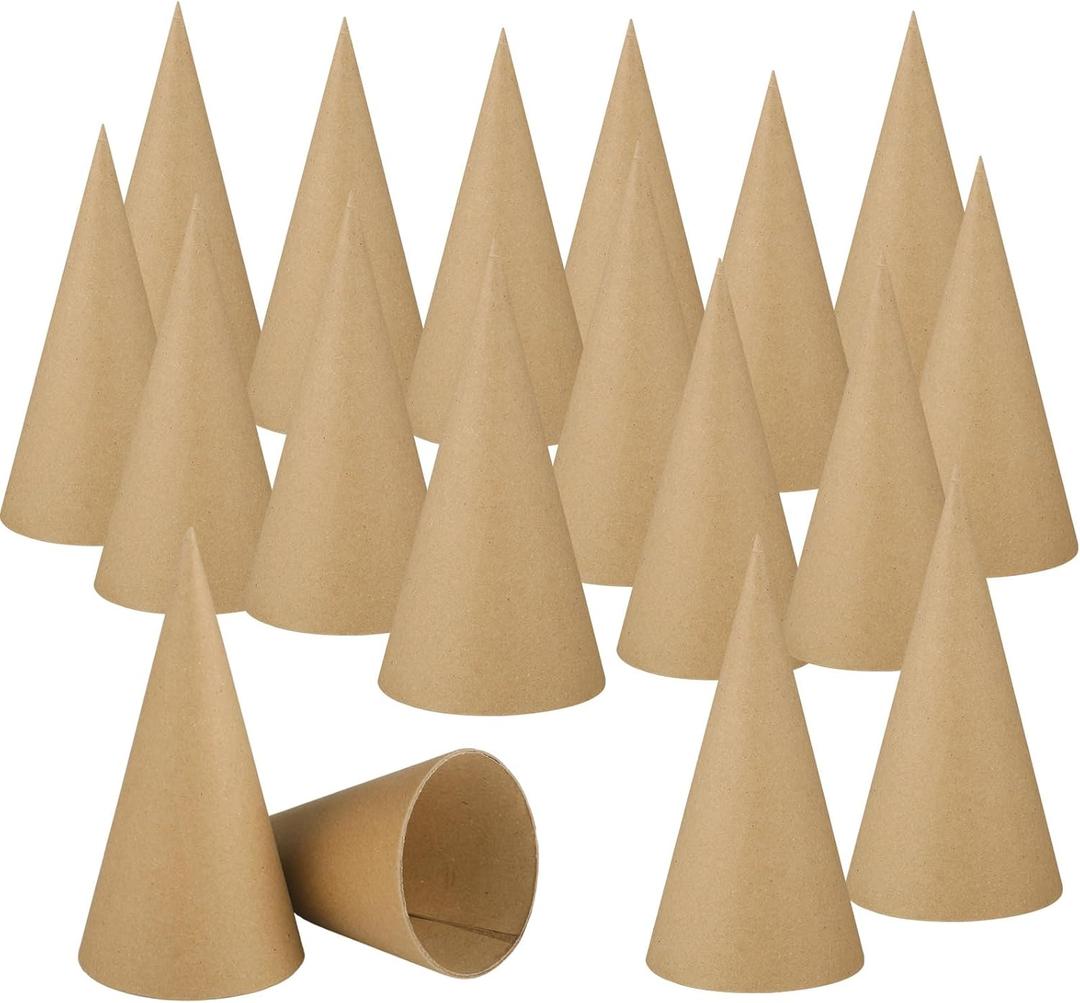 Zhanmai 6 Pcs Paper Mache Cones Open Bottom 5.9 x 2.75 Inch Cardboard Craft Cones for DIY Gnomes Ornament Tree Decorations DIY Art Crafts Home Decoration