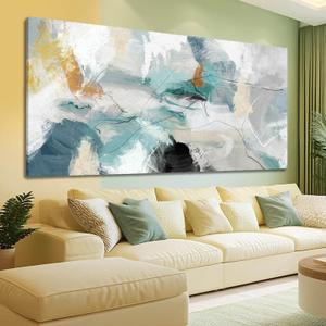 SOUGUAN Green Wall Art Abstract Wall Decor Teal Pictures Canvas Prints Artwork for Walls 29"x58"