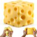 Big Cheese Squishy, 4.3" Jumbo Cheese Cube Block Squishy Toy, Giant Slow Rising Sensory Fidget Squeeze Toy, Large Stress Relief Toy for Adults,& Teens, Party Favor Birthday Gift