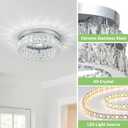 HOPGGIE 12 Inch Crystal Chandeliers LED Ceiling Light Flush Mount Ceiling Light Fixtures Modern Chandelier Light for Kitchen Closet Hallway Bedroom Foyer Laundry Room (Dimmable)