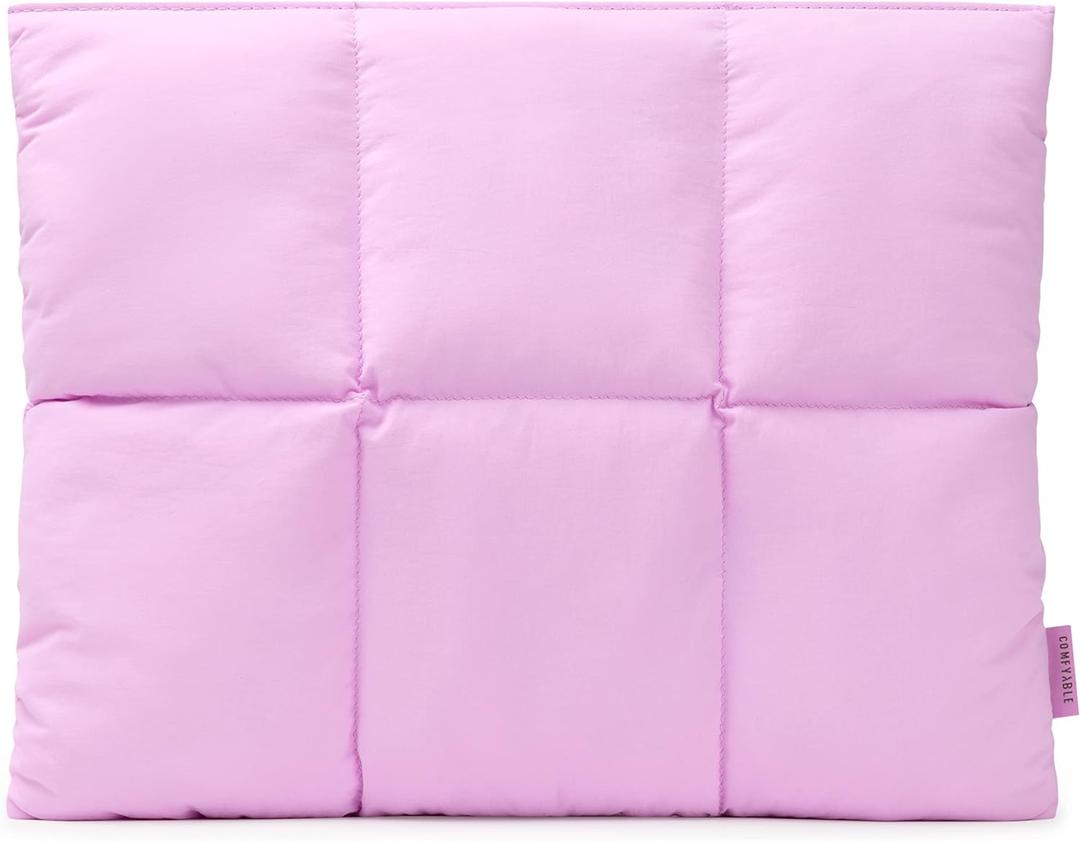 Comfyable Puffy Laptop Sleeve 15 Inch 16 Inch, Quilted Puffer Laptop Carrying Case for Women, Pillow Pouch Compatible for MacBook Air 15 in M4 2025 & MacBook Pro 16 in M4 2024, Lavender