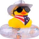 Yellow Duck Car Ornaments Rubber Duck Car Dashboard Decorations with Mini Cowboy Hat Scarf Sunglasses Swim Ring Necklace for Car Dashboard Decoration(Q29)