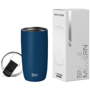 Simple Modern Travel Coffee Mug Tumbler with Flip Lid | Reusable Insulated Stainless Steel Cold Brew Iced Coffee Cup Thermos | Gifts for Women Men Him Her | Voyager Collection | 16oz | Slumberland (16 Ounces)
