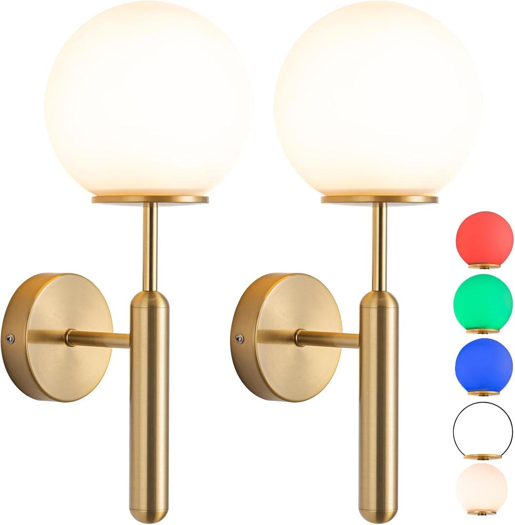 Wall Sconce Battery Operated Wall Lights Set of 2with Dimmable Battery Powered Bulb Non Hardwired Easy to Installfor Bedroom Farmhouse Bedside Reading Light (Color : Gold)