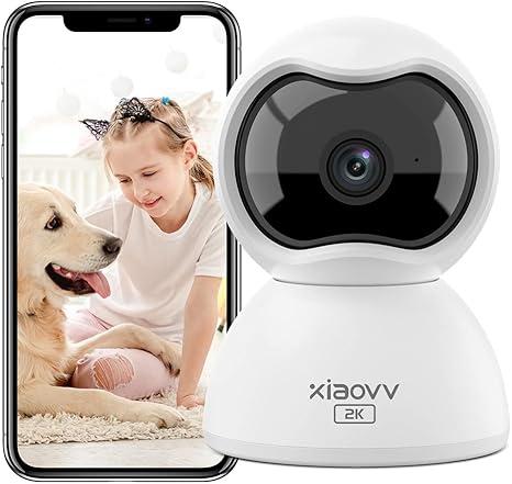 Home Security Cameras, 2k 360 Degree 2.4ghz WiFi Security Camera, Privacy Mode, Night Vision Indoor Pet Camera with Alarm Push Phone app, SD&Cloud Storage, XIAOVV