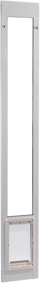 Ideal Pet Products Aluminum Pet Patio Door, Adjustable Height 77-5/8" to 80-3/8", 7" x 11-1/4" Flap Size, White, Medium/7" X 11.25" Flap Size