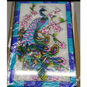 Peacock Stained Glass Window Hanging, 11" W X 15" H Stained Glass Panel with Chain, Suncatchers for Windows Hanging Decorations, Gifts for Mom, Grandma, Wife, Sister