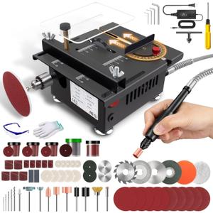 Mini Multi-Functional Table Saw, Mini Table Saws for Crafts, Multi-functional Mini Table Saw for Wood Cutting, Angle Adjustable with More Accessories - (10" Table Saw-Pro Kit)