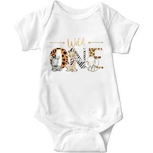 Wild Animal One Baby Bodysuit Girls Boys Newborn Funny Graphic Clothes Short Sleeve Infant Romper , White 3-6 Months 