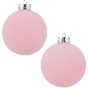 CristBest Velvet Christmas Balls Large Hanging Shatterproof Flocked Christmas Tree Ornaments for Xmas Tree Hanging, Holiday Wedding Party Decorations, Gifts and Home Decorations (Pink, 6" (2pcs))