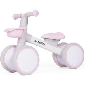 Kid's Balance Bikes for 1 Year Old Boys and Girls, 12-36 Months Toddler Ride-on with Adjustable Seat and a Front Basket, First Birthday Gifts (Pink)