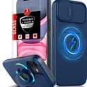 for iPhone 11 Case/for iPhone XR Case Magnetic Compatible with MagSafe Wireless Charging,with 2 Screen Protectors,with Kickstand Ring+Camera Cover Shock-Absorbent Heavy Duty Protection Blue