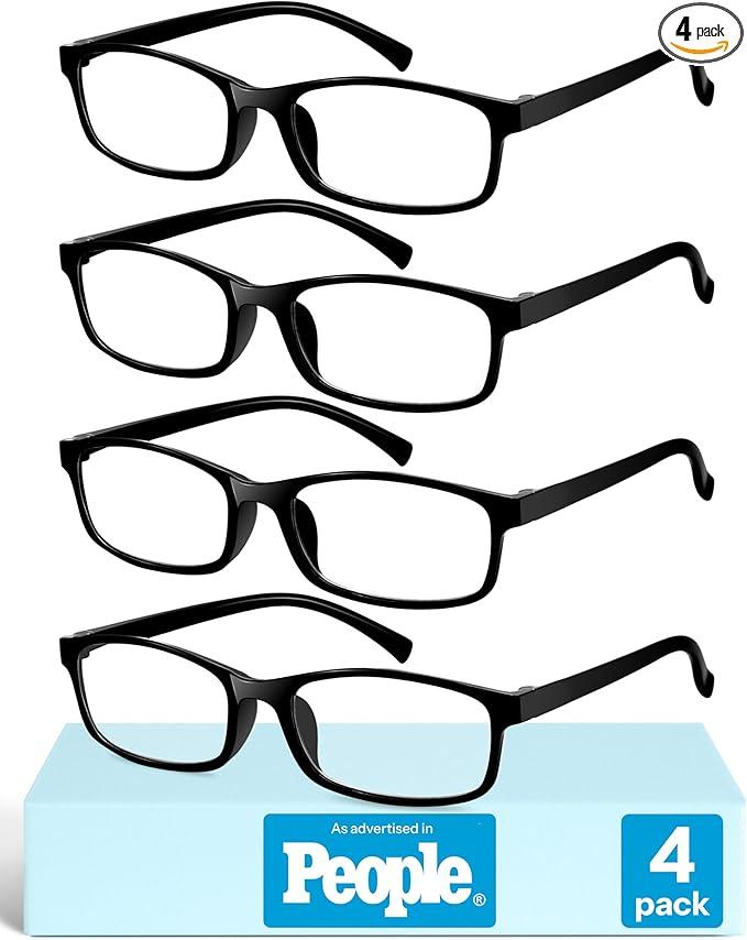 Gaoye +1.75 Reading Glasses Men  Blue Light Blocking Lenses, TR90 Frames, UV400  Eyeglasses with Clear Vision , 4 count