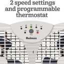 HOLMES Dual Blade Digital Window Fan with Programmable Thermostat Control, Dual 3 Blade Fans, 2 Speeds, Expandable Side Panel with Additional Extender Panels, White
