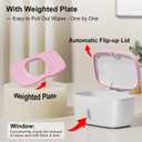 Wipes Dispenser with Weighted Plate, X2 PRO, Seposeve Perfect Pull Baby Wipe Holder, Refillable Wipe Container, Keeps Wipes Fresh, One-Handed Operation. Non-Slip, Easy Open/Close Wipes Case, Pink