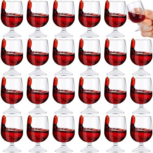 Roshtia 22Pcs Mini Shot Glasses 1.75 oz Small Brandy Snifters Clear Reusable Plastic Cute Cognac Glasses Port Glasses Cup for Tasting Whiskey Brandy Wine Beer Drinking