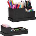 xiepipipaper Desk Organizer,Office Desk Accessories,Paperboard Desktop Organizer with Pen Pencil Holder and Sticky Note Tray,Paperclip Storage, Black