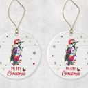 Merry Christmas Woodpecker Ornament, 2024 Christmas Ornament, Woodpecker Christmas Light Ornament, Kids Christmas Ornament, Animal Christmas Ornament Printed on One Side
