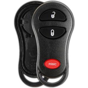 KeylessOption Key Fob Cover Case Replacement for 1999 2000 2001 2002 2003 2004 2005 Chrysler Caravan Dodge Ram Jeep Cherokee Remote Shell, 3-Button GQ43VT17T, GQ43VT9T, No Programming Required (Black)