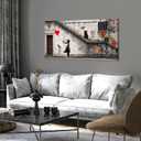 Banksy Wall Art Graffiti Wall Decor Little Girl with Red Balloon Picture for Bedroom Street Pop Art Canvas Prints Abstract Flower Black Cat Poster Modern Artwork Living Room Office Decorations 20x40"