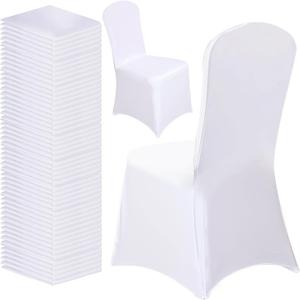 Vencede White Stretch Spandex Chair Cover 100pcs Chair Covers for Wedding, Universal Fitted Chair Cover Protector for Party, Banquet, Event, Hotel（White 100PCS）