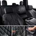 Ram Seat Covers, for 2011-2026 Dodge Ram 1500 2500 3500 Classic Crew Quad Mega Cab, for Curved Rear Seats Only, Napa Leather Seat Protector (Full Set, Black)