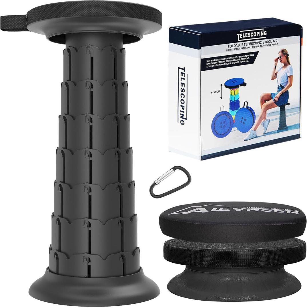 Upgraded XXL Collapsible Stool with Cushion 20.4", 440Lbs Max Weight, Wider & Taller Pop Up Seat, Heavy Duty Portable Retractable Folding Stool or Travel Foot Rest, Gift for Camping & Outdoors