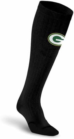 For Bare Feet NFL Adult Knee High-Performance Socks, All Black, Unisex Design, Recovery Wellness Exercise Accessory 10-12