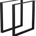 Metal Table Legs, 28''Hx 35W Dining Leg, Heavy Duty 3.1" Width Section Square Steel Table Legs, 28x35x3.1 Inch Black Industrial Style Furniture Legs for Dining Desk Bench and Coffee Table