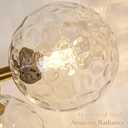 5 Lights Bathroom Vanity Light,Brushed Gold Globe Bathroom Light Fixtures | Hammered Clear Glass Wall Sconce Lighting,Mid Century Modern Brass Bubble Glass Bathroom Vanity Lights over Mirror,G9 Base