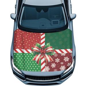 Christmas Features Car Hood Cover Easy to Install Car Hood Cover Protector Elastic Fabrics Can be Washed Stretch Polyester Fabric Covers Personalized Suitable for Cars