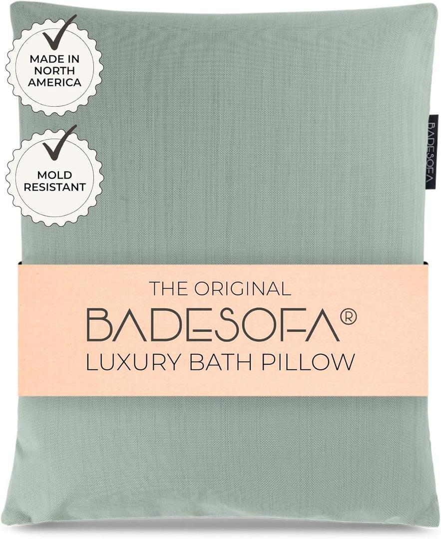 BADESOFA Bath Pillow S | Extra Comfortable Mesh Bath Cushion with Magic Dry Function | Green, Size: 19.7x23.6 inches | Hygienic Home Spa Pillow for Bathtub or Hot Tub