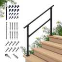 CHR Fence & Rail Hand Rails for Outdoor Steps, 4 Step Handrail & Indoor Stair Railing Kit, Railings for Outdoor Steps and Hand Rails for Seniors for Porch Railing & Deck Hand Rail, 3-4 Step Railing