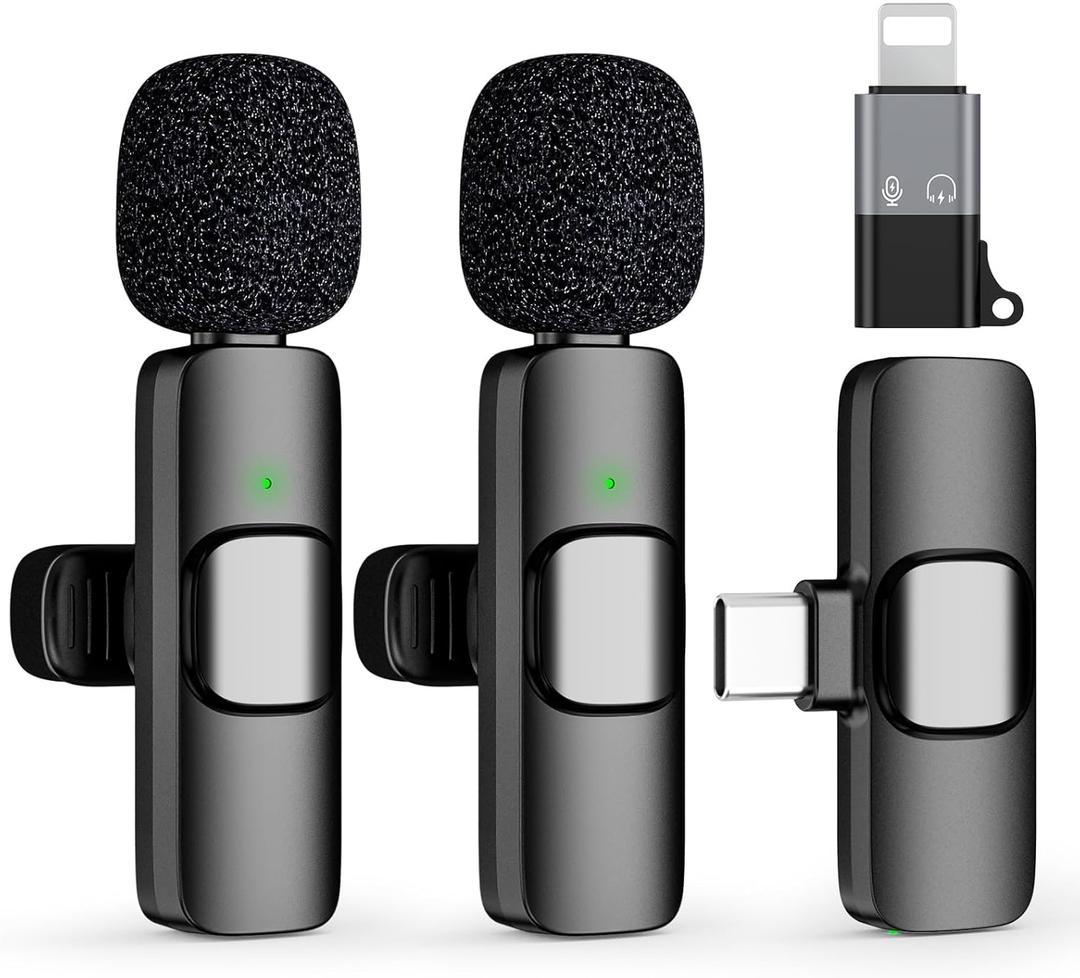 Pcs Type C Wireless Lavalier Microphone for iPhone, ipad, iOS, Android - Mini Microphone for Recording, Noise Reduction Lapel Mic, Omni Lav Mic for Video Recording, Vlog, YouTube, Tiktok