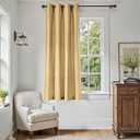 jinchan Linen Textured Room Darkening Curtain 63 Inch Length for Living Room Room Darkening Thermal Insulated Grommet Top Window Drape for Bedroom 52x63 Mustard Yellow 1 Panel