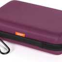 Deep Purple Carrying Case - GLCON Hard Storage Case Electronics Organizer Tech Pouch for Hard Drive, Power Bank, Cell Phone, Charger Enclosure - Portable Travel Pouch Bag with Carabiner