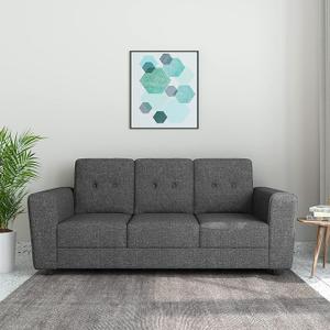 Solimo Duyce 3 Seater Sofa (Fabric, Grey)
