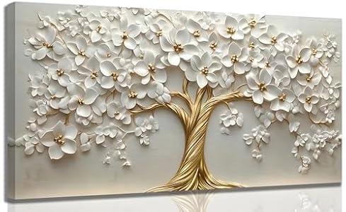 Large Tree of Life Canvas Wall Art, Gold Tree Painting Picture Wall Decor,Luxury Modern Poster Print Artwork for Living Room Bedroom Office Hotel Home Decoration 20 x40 inches